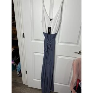 Shinesstar Women's Jumpsuit Size M‎ White & Blue Sleeveless Tie Waist New